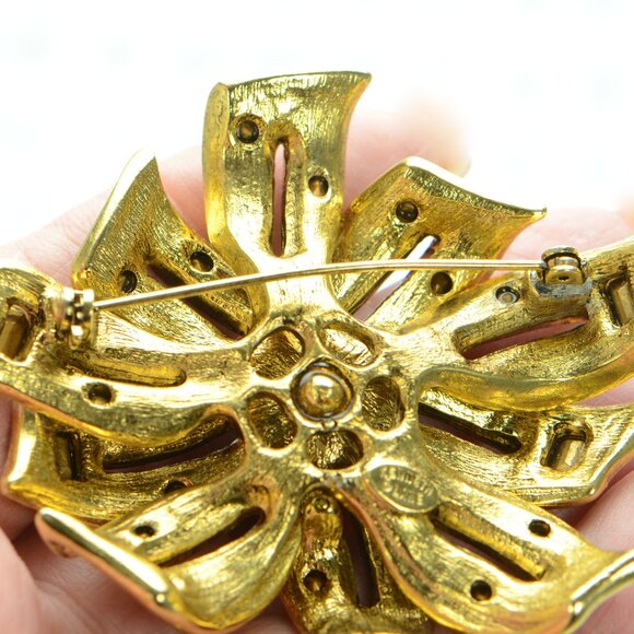 Vintage Kenneth Jay Lane KJL Crystal Flower Pin Brooch - Picture 4 of 6
